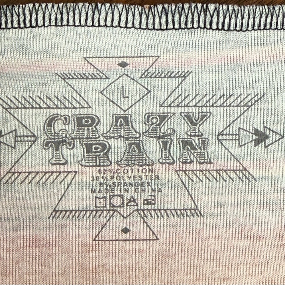 Crazy Train Black Orange Aztec Cactus Graphic V Neck Tee Large - Picture 7 of 8